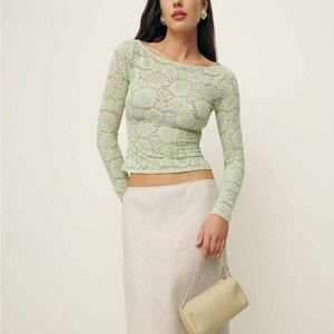 Reformation Adriano Lace Knit Top XS